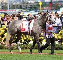 The Big Steel parades before the Grey's Race on Oaks Day The Big Steel parades before the Grey's Race on Oaks Day